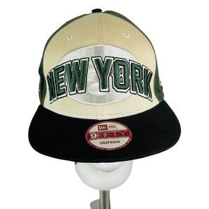 New Era Mens Ivory Green 9Fifty NFL Jets Adjustable Strap Snapback Hat